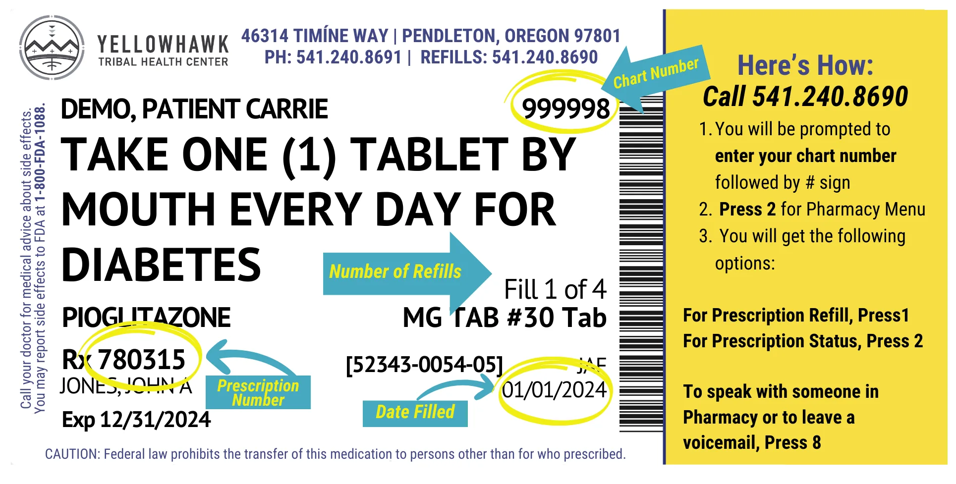 Example AudioCARE prescription label